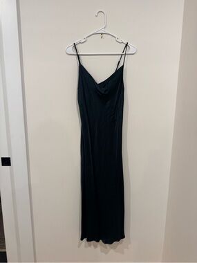 Zara Blue Maxi Slip Dress with Cowl Neck